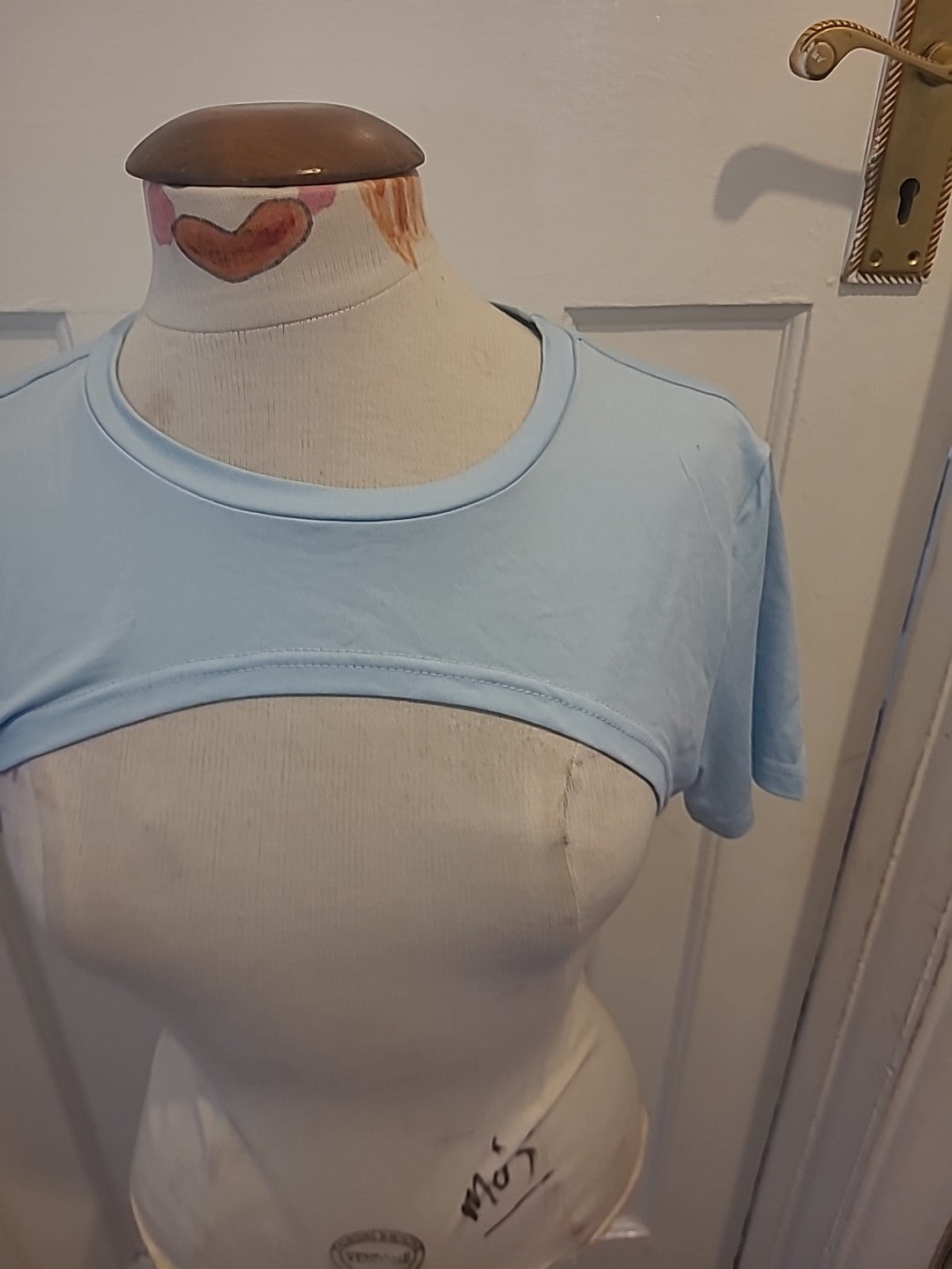 Ladies Shein Size Large Baby Blue Short Sleeve Cropped Cardigan