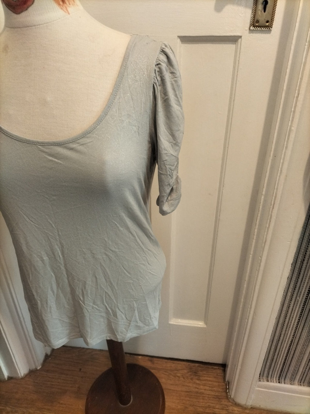 Ladies Marks And Spencer Size 12 Silver Shimmer Short Sleeved Tshirt