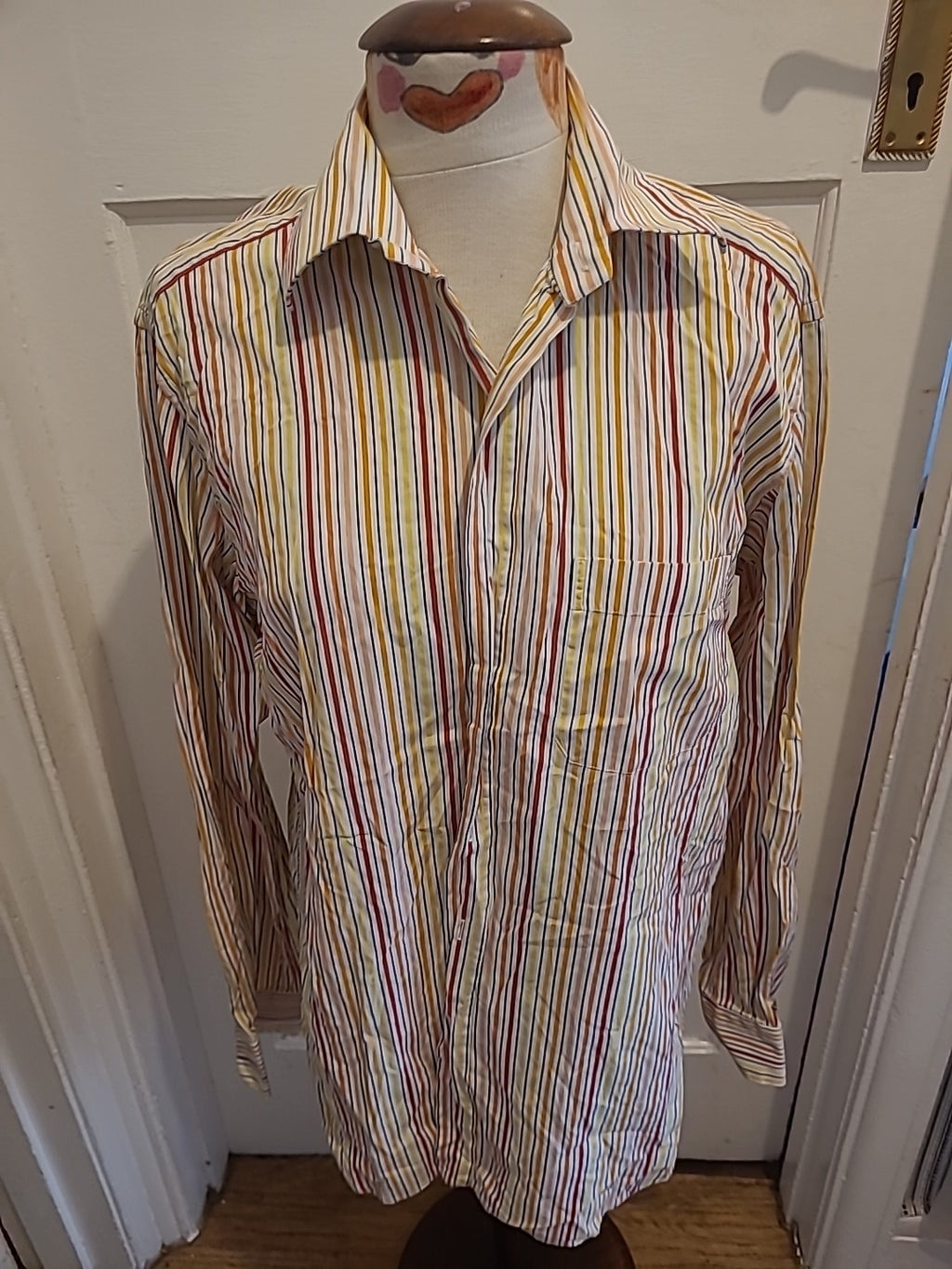 Mens Dunhill Size Large Multicoloured Striped Long Sleeved Shirt