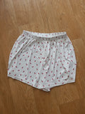 Ladies Size M White And Pink Floral Elasticated Sleep Shorts