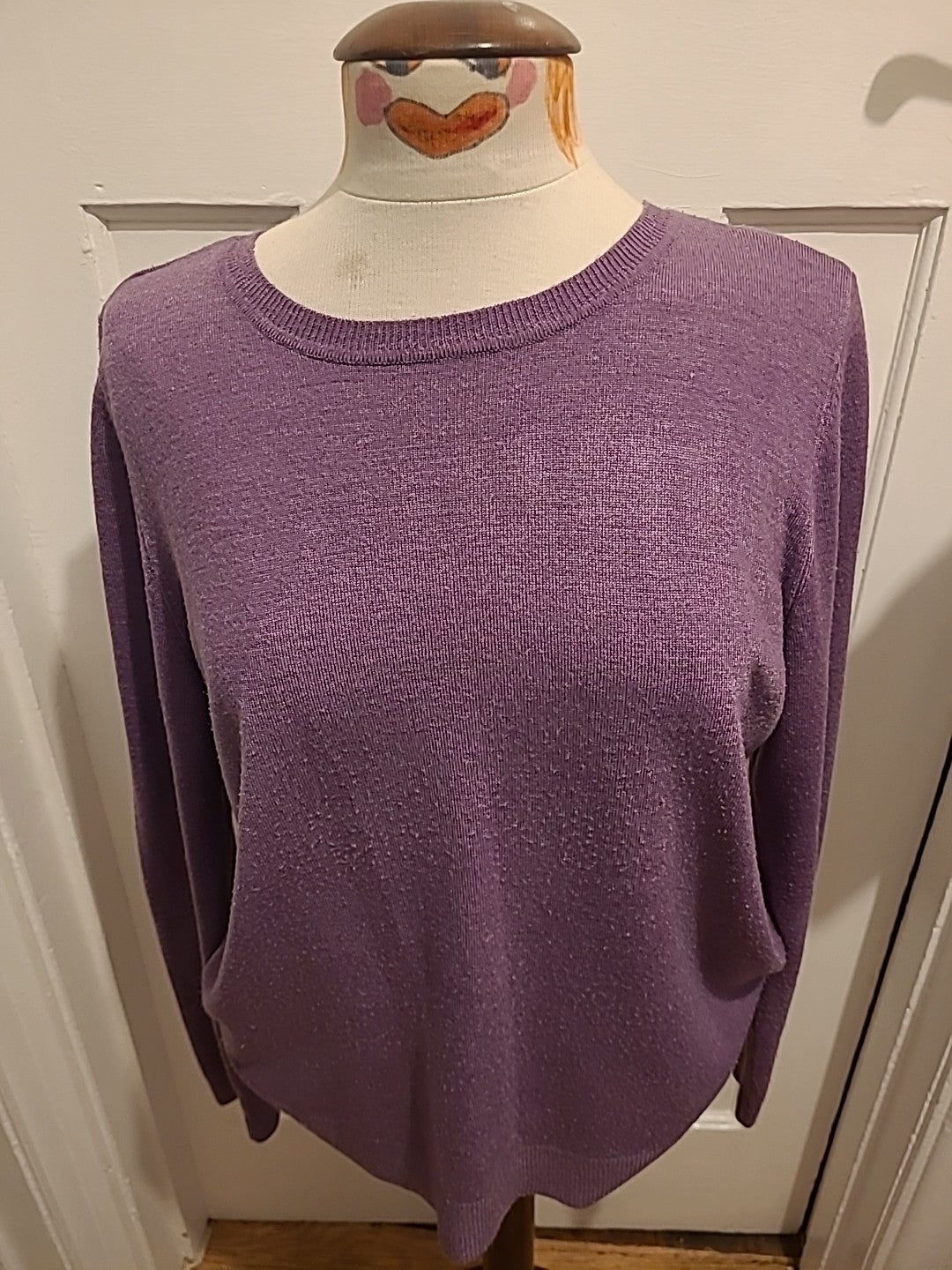 Ladies Bonmarche Size 14 Purple Ribbed Pullover Jumper