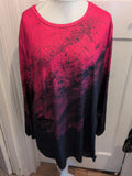 3XL Cerise And Navy Long Sleeve Blouse