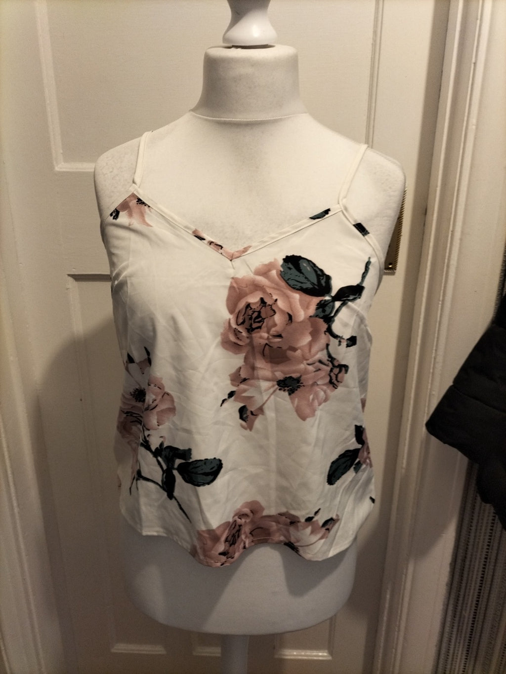 Ladies Size Large White Floral Cami