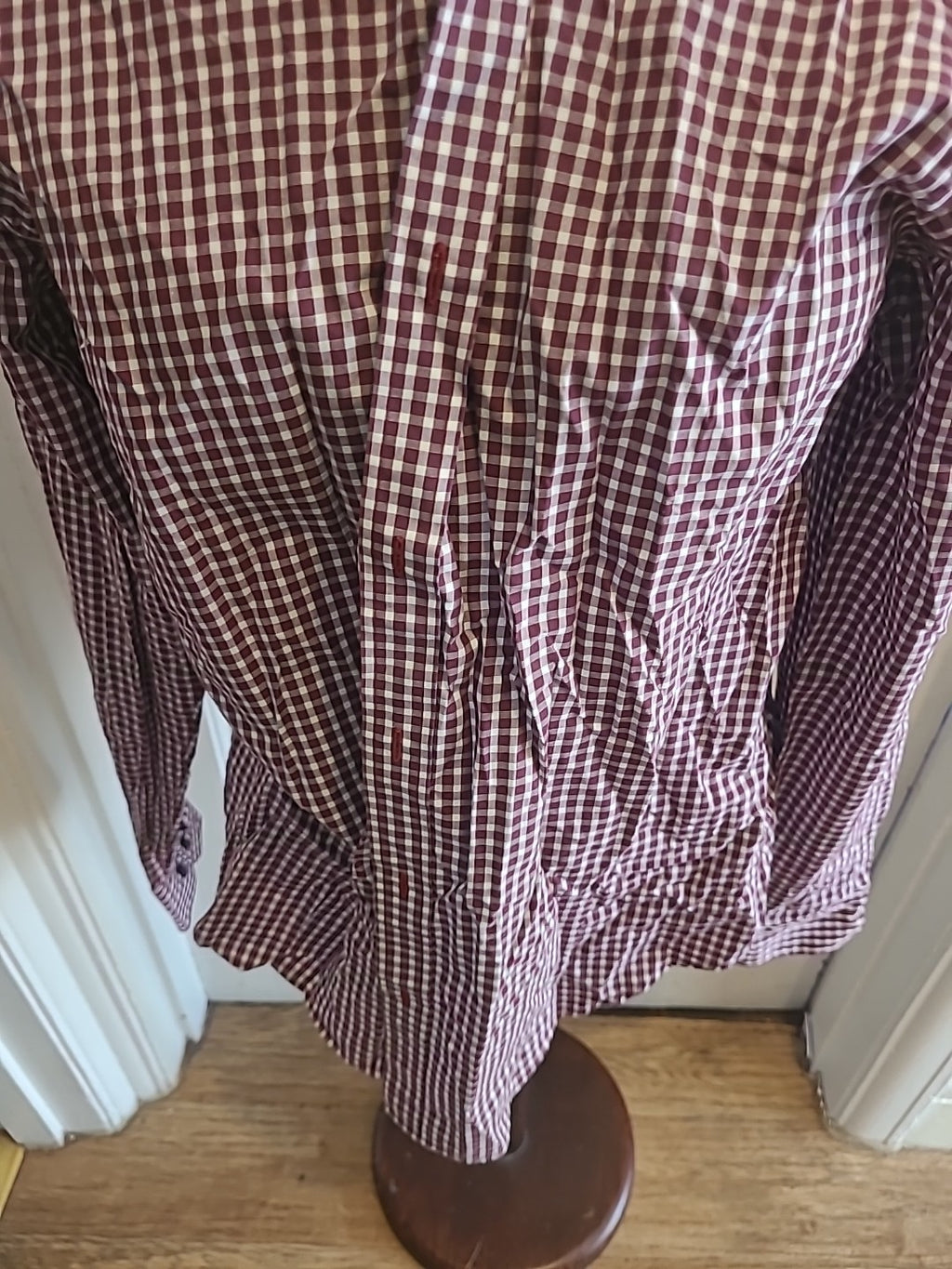 Mens Jeff Banks Size Medium Purple White Check Tailored Fit Long Sleeved Shirt