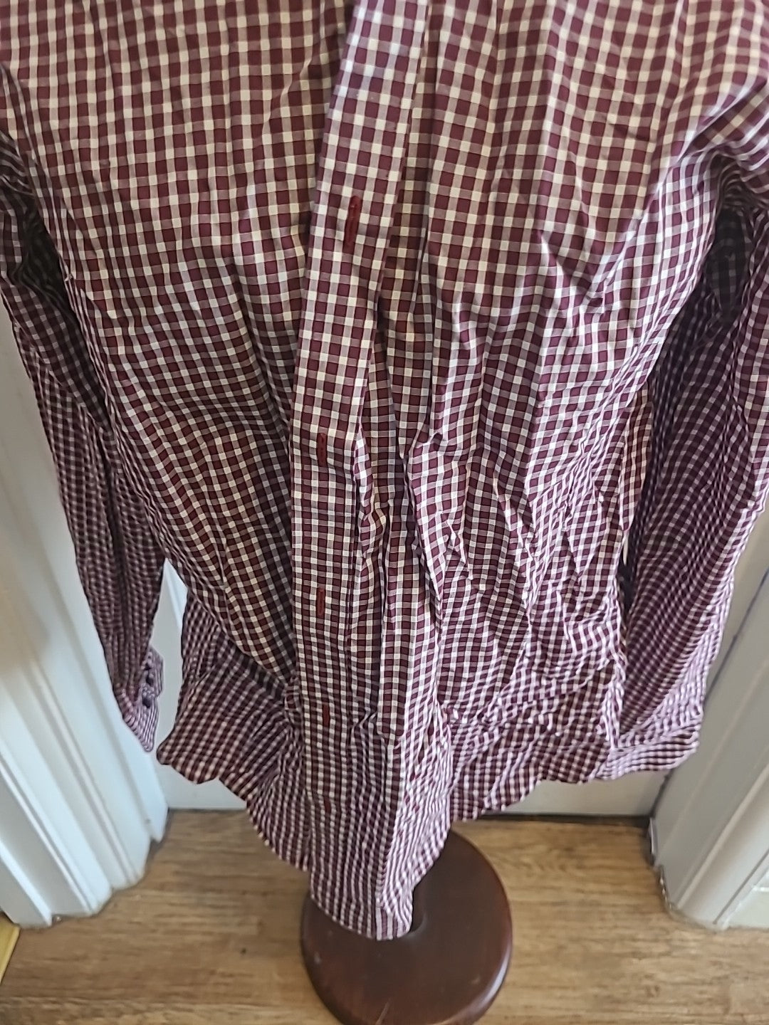 Mens Jeff Banks Size Medium Purple White Check Tailored Fit Long Sleeved Shirt