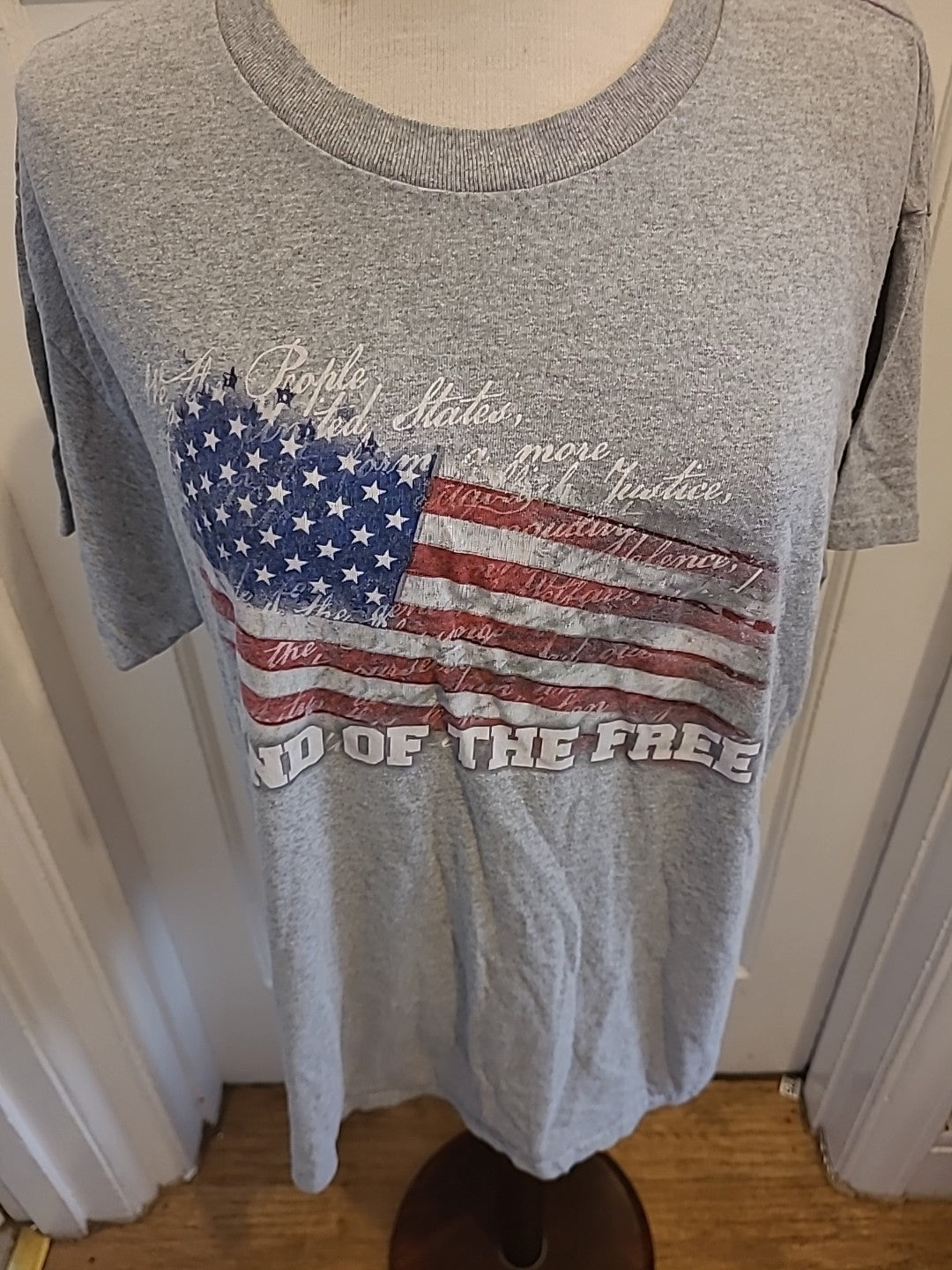 Mens 5 Star Size Large Grey USA design Tshirt