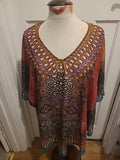 Ladies Size Large Peacock Design Oversized Overshirt
