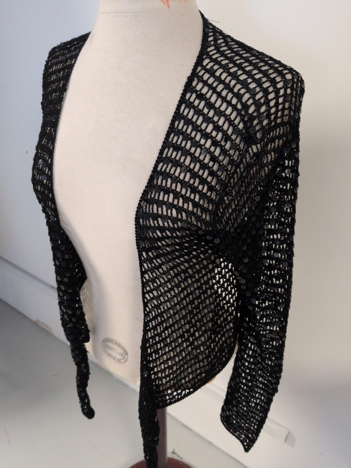 Sky Design Size 1 Black Lace Open Long Sleeve Blouse