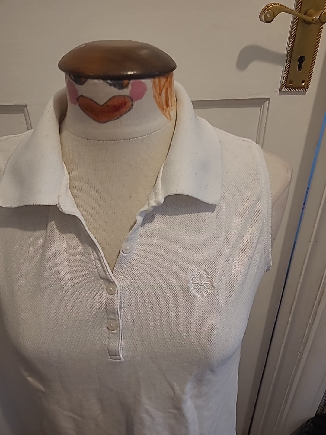 Mens AW Golf Size Medium White Sleeveless Polo