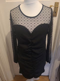 Ladies Size S/M Black Long Sleeved Ruched Dress
