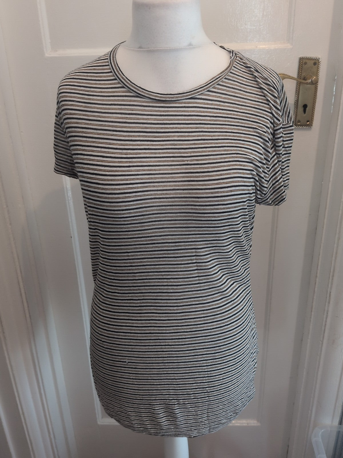 Ladies Zara Trafaluc Size Small Multi Striped T-shirt Longline