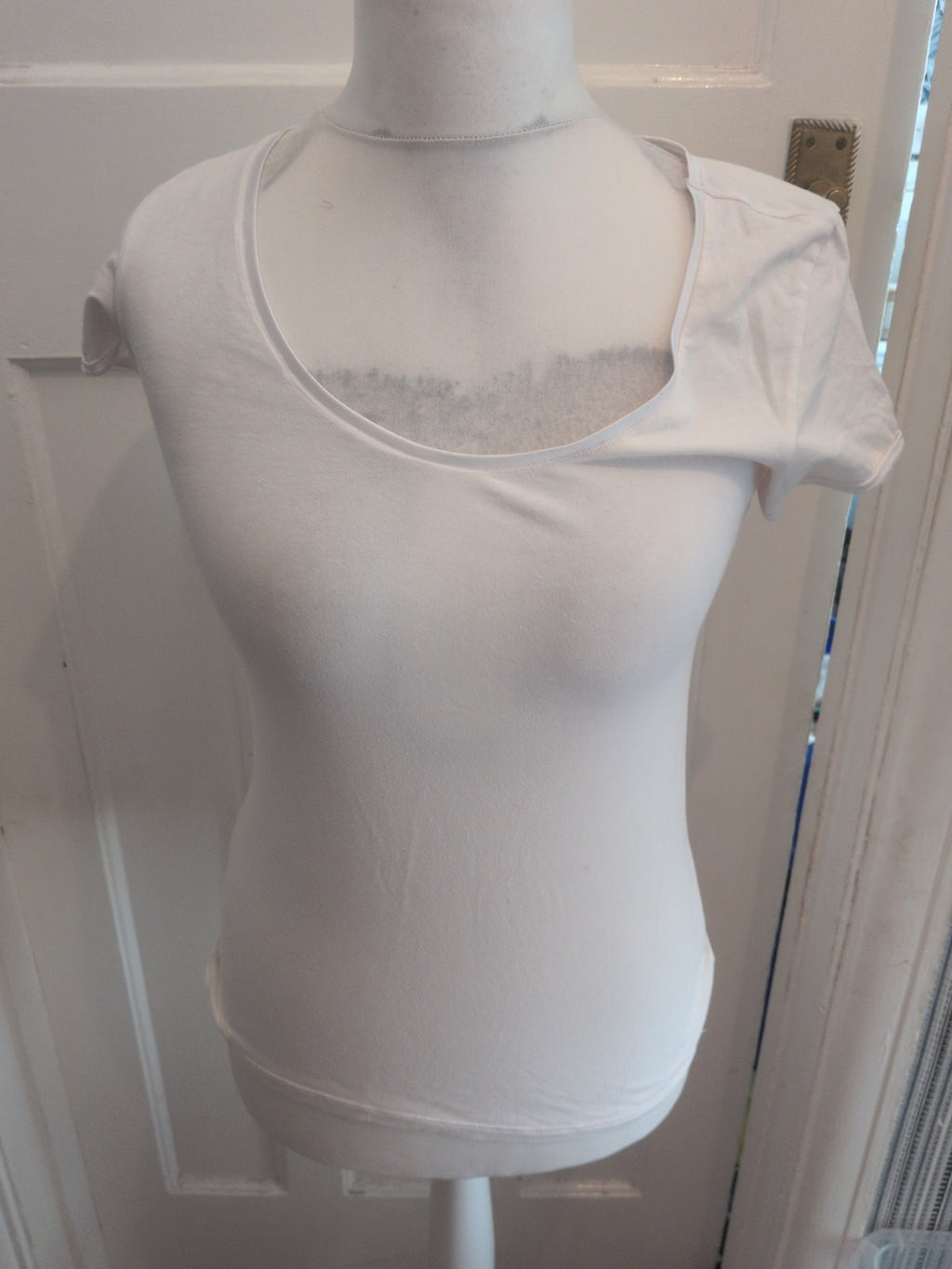 Marks And Spencer 14 White Short Sleeve T-shirt Scoop Neck