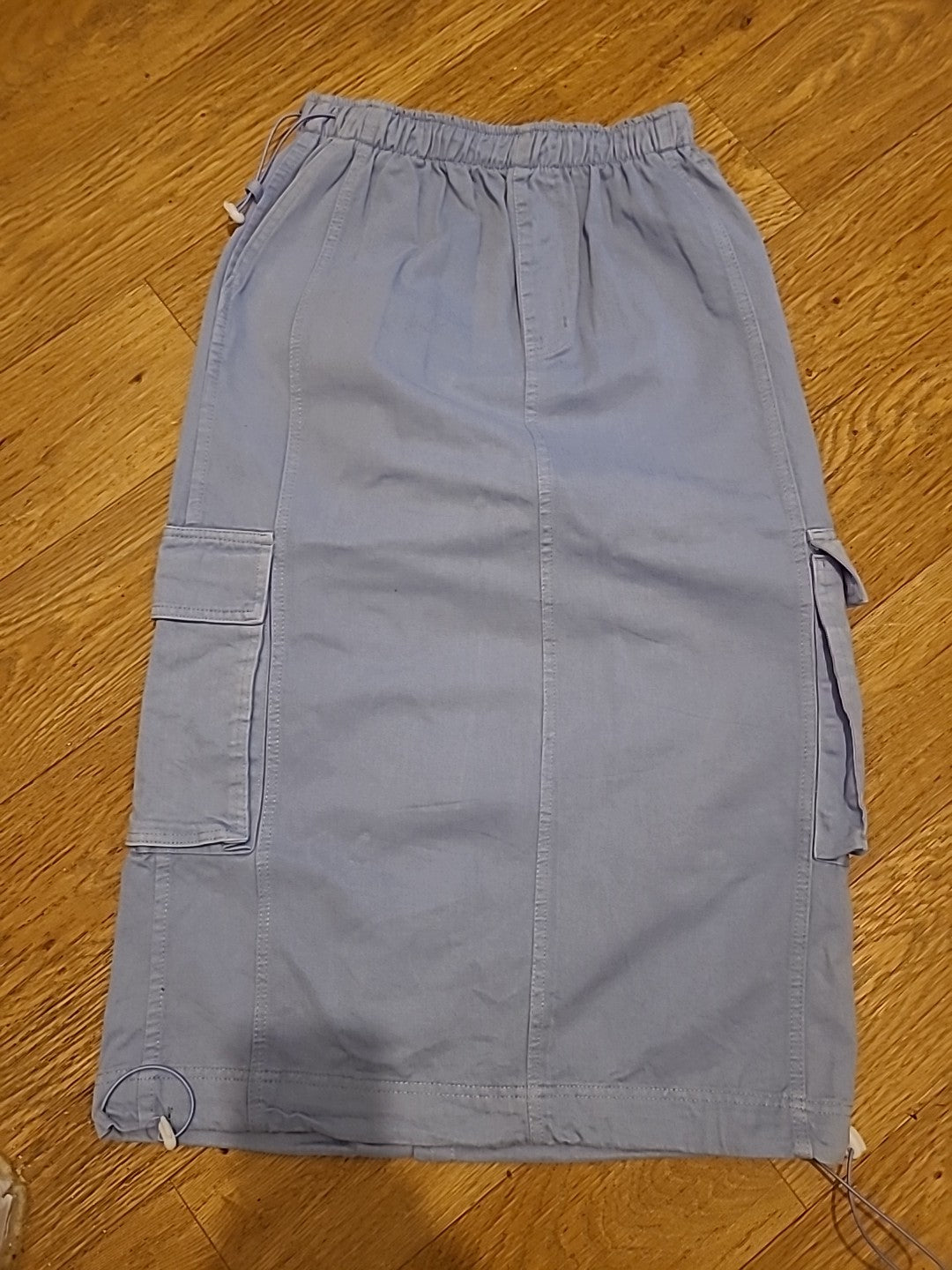 Ladies Silkroad Size 10 Blue Elasticated Skirt With Pockets