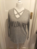 Ladies Select Size 8 Grey Long Sleeve Blouse