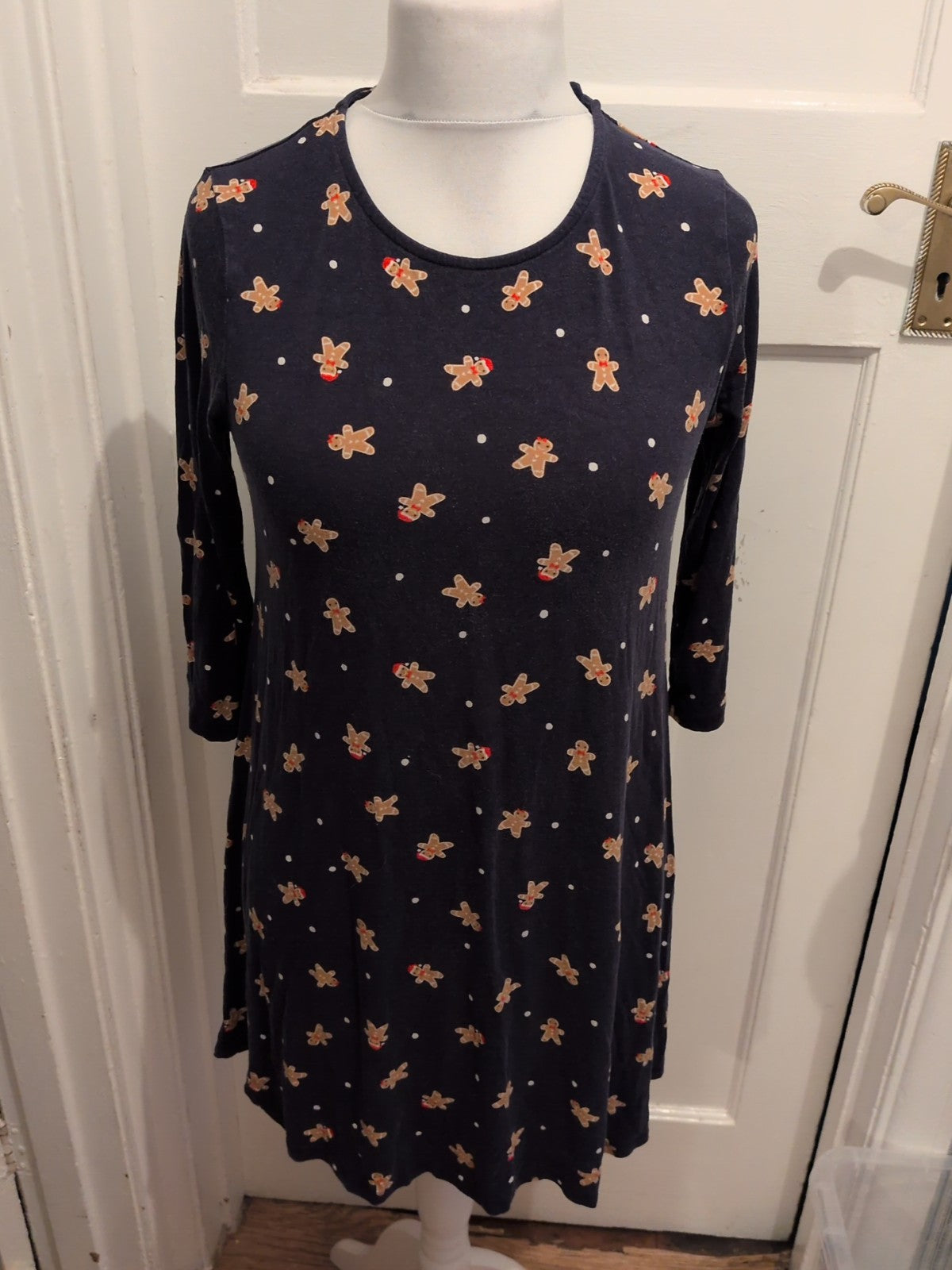 Tu 12 Navy Gingerbread Man Half Sleeve Dress