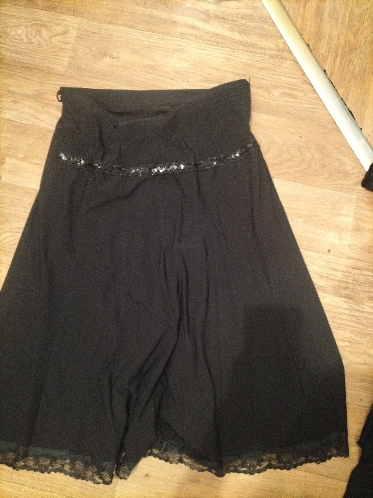 Ladies Eu 44 Black Lined Sequin Panel Skirt