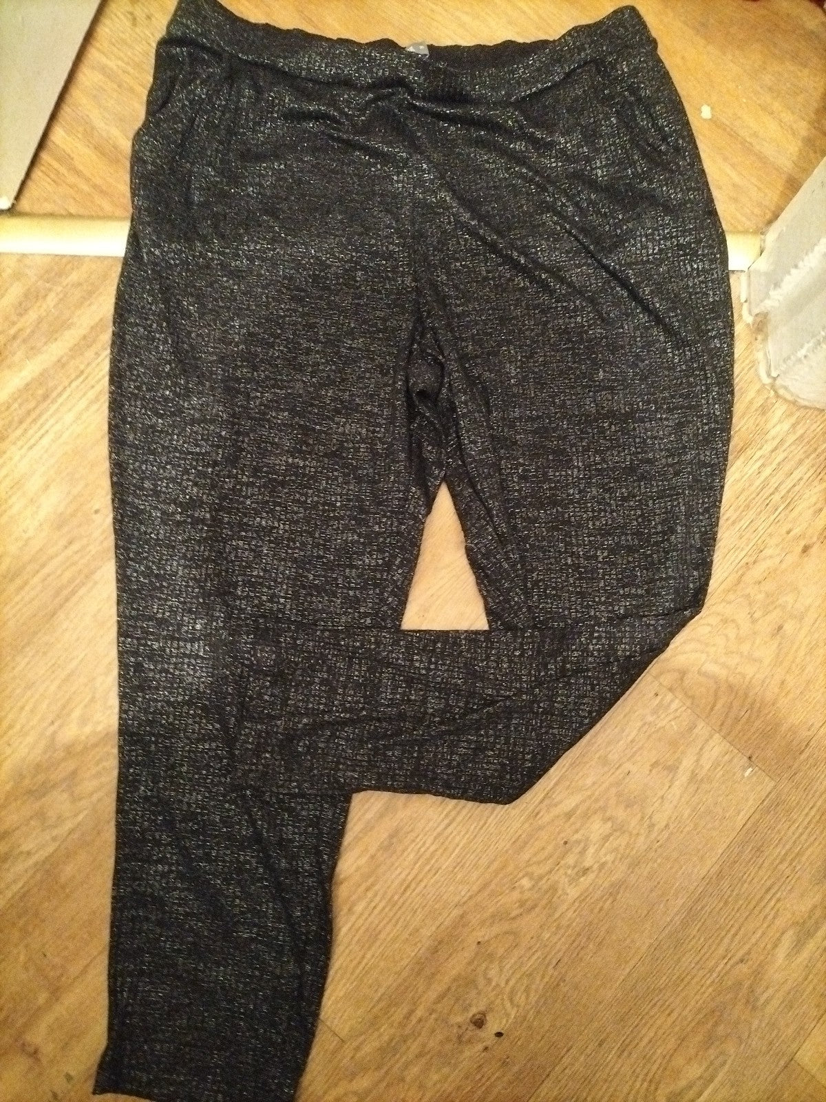 Nutmeg 20 Black Silver Shiny Elasticated Trousers