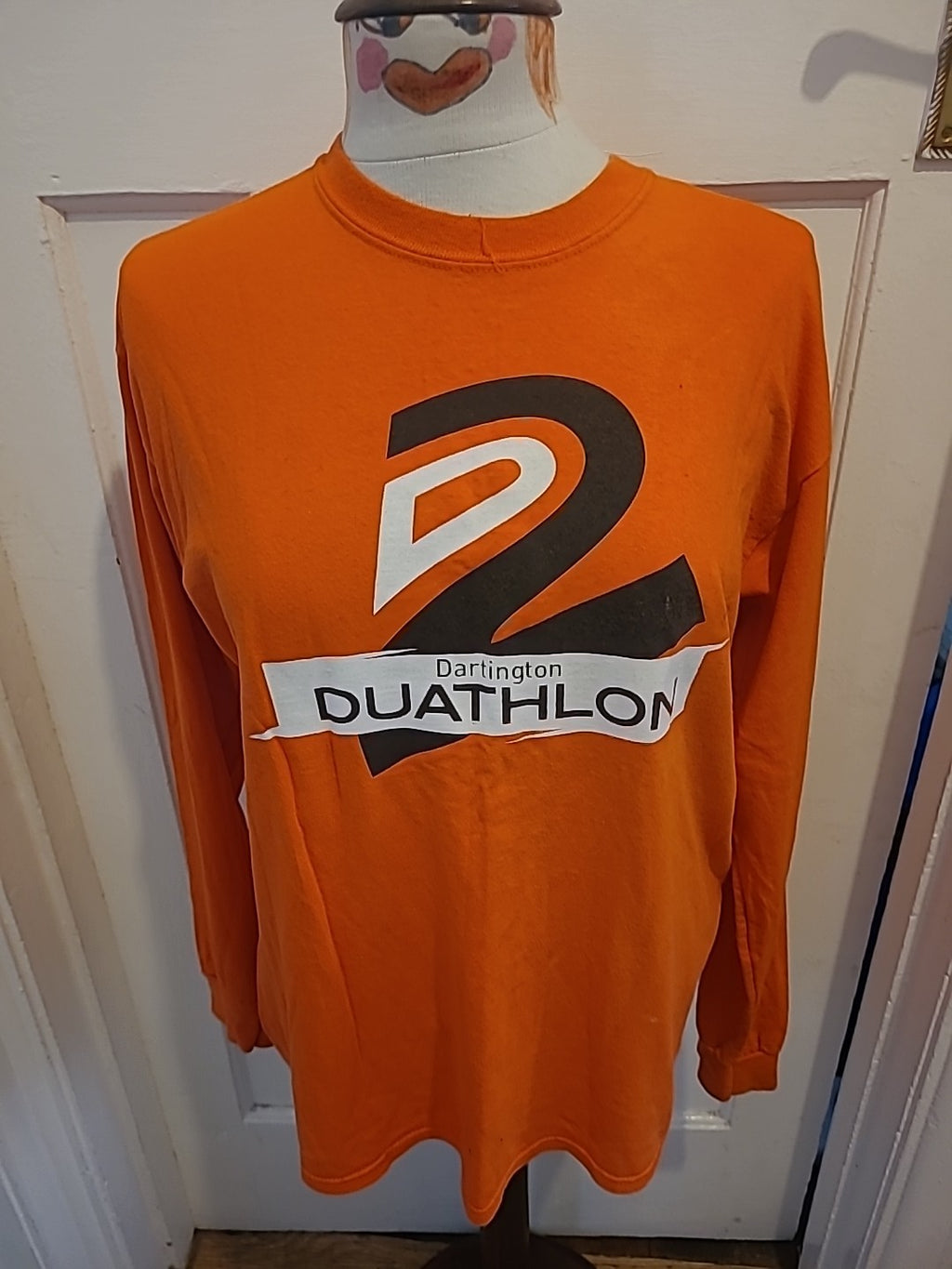 Mens Gildan Size Medium Orange Duathlon Tshirt