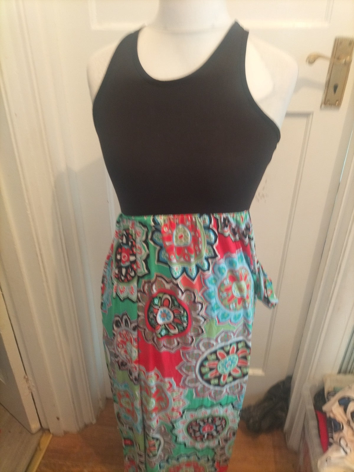 Medium Black And Multicoloured Aztec Sleeveless Dress