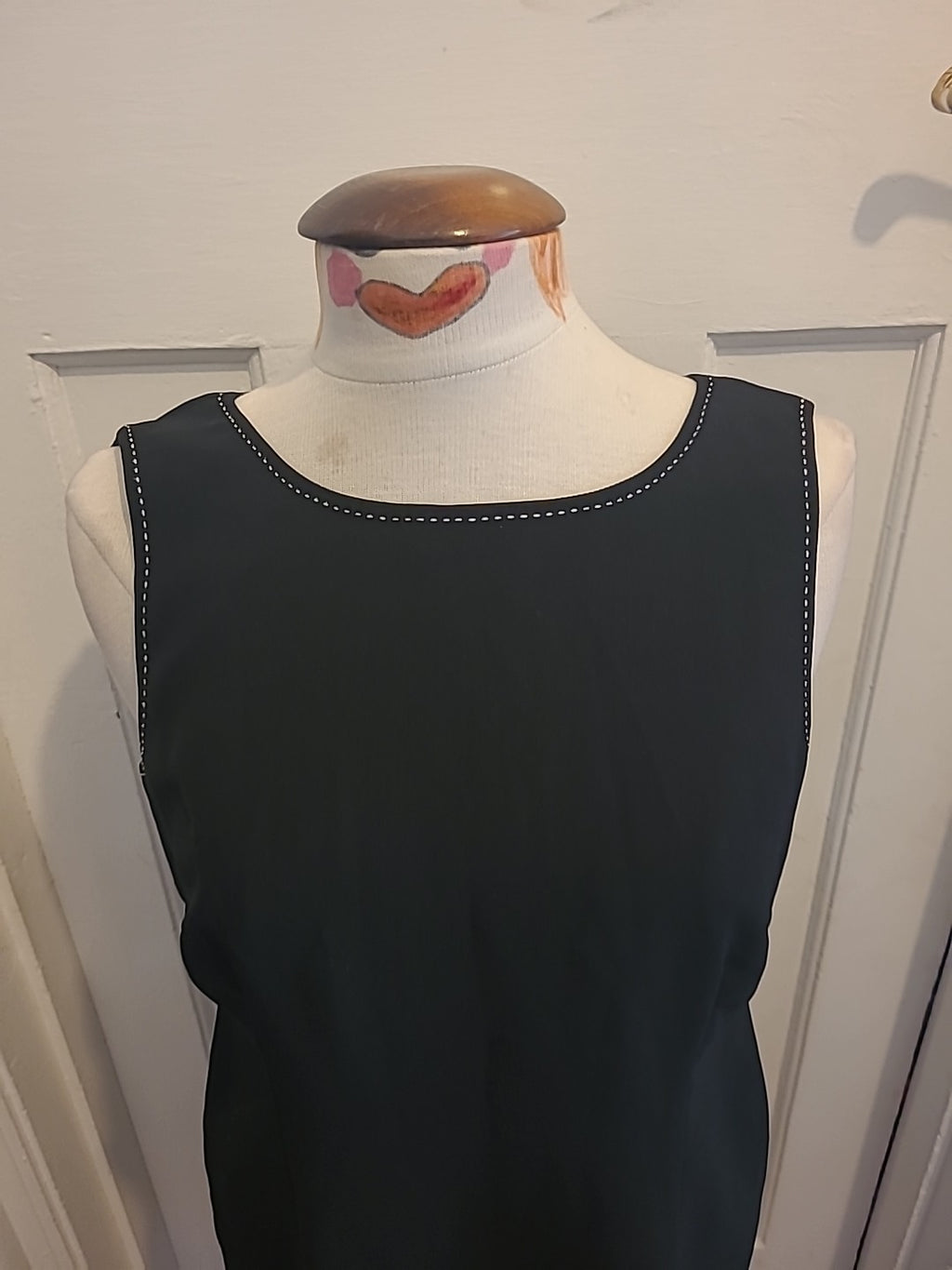 Ladies Precis Petite Size 12 Blaxk With White Trim Lined Sleeveless Dress