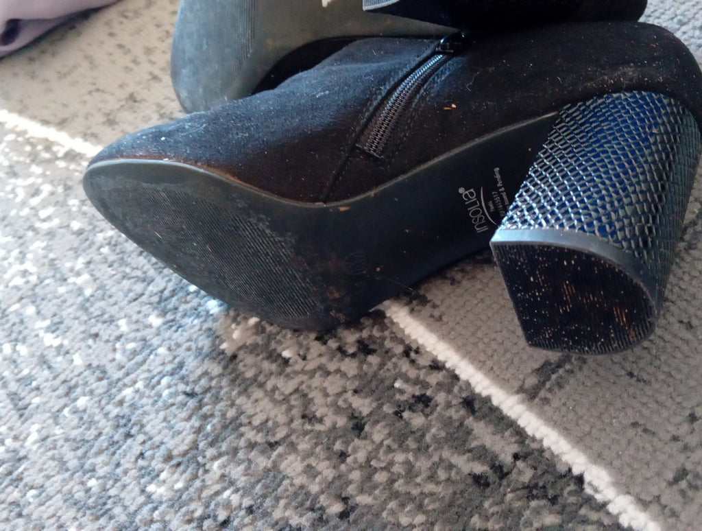 Ladies Black M&S Size 4.5 Block Heeled Shoes Free Delivery