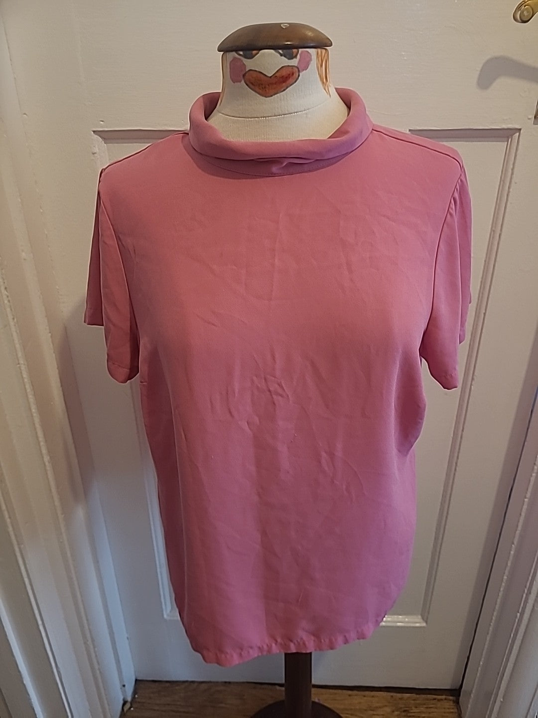Ladies Marks And Spencer Size 16 Pink Fizz Collared Blouse