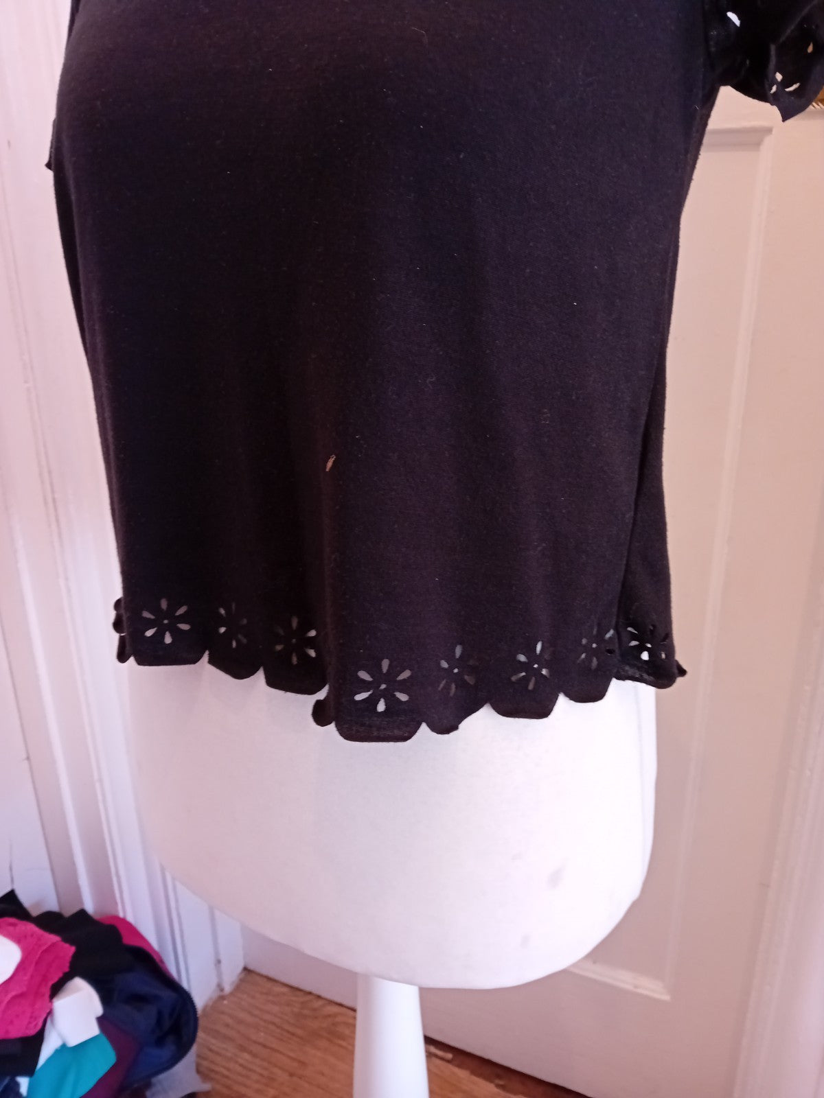 Primark 12 Black Pattern On Sleeve Hem Short Sleeve T-shirt