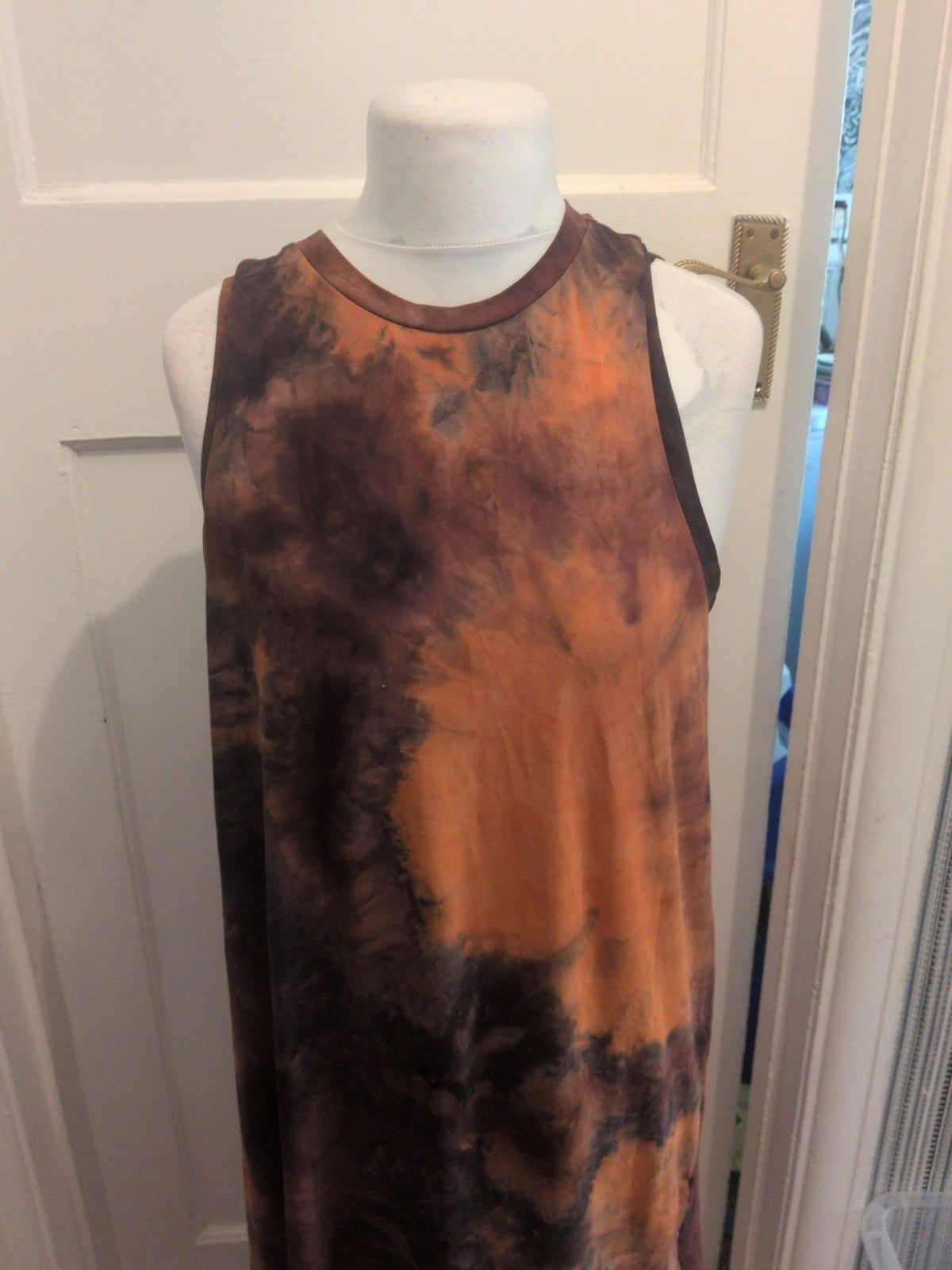 Shein XL Brown And Orange Sleeveless Dress