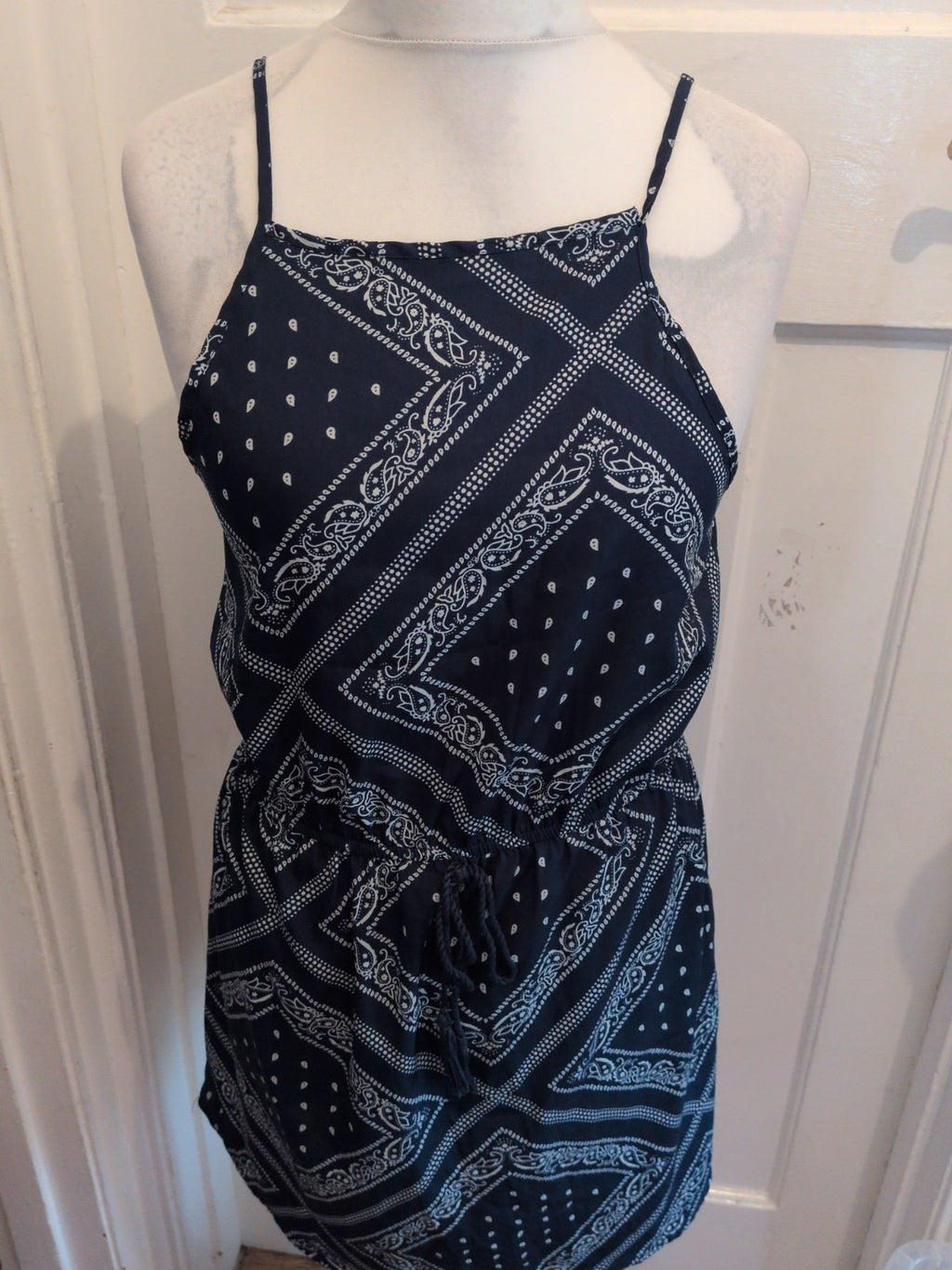 Primark 14 Navy And White Aztec Sleeveless Dress/Top