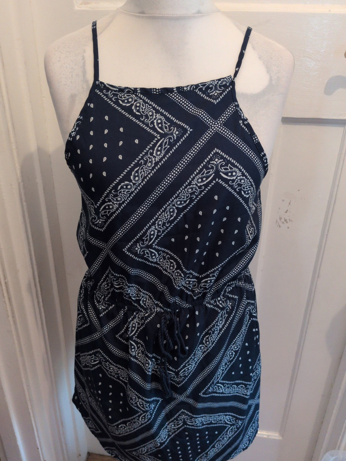 Primark 14 Navy And White Aztec Sleeveless Dress/Top