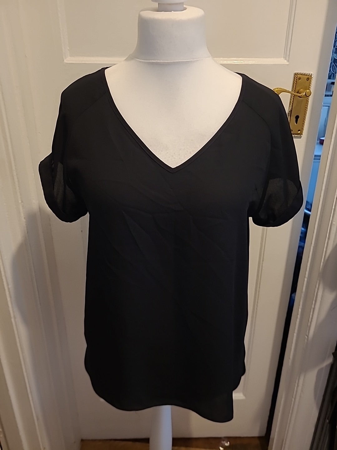 Ladies Papaya Weekend Size 14 Black Short Sleeved Blouse