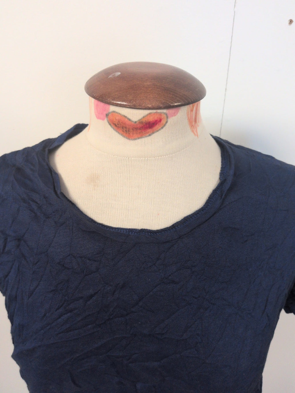 Ladies Cheap Monday Size XS Dark Blue Split Sides Short Sleeve T-shirt