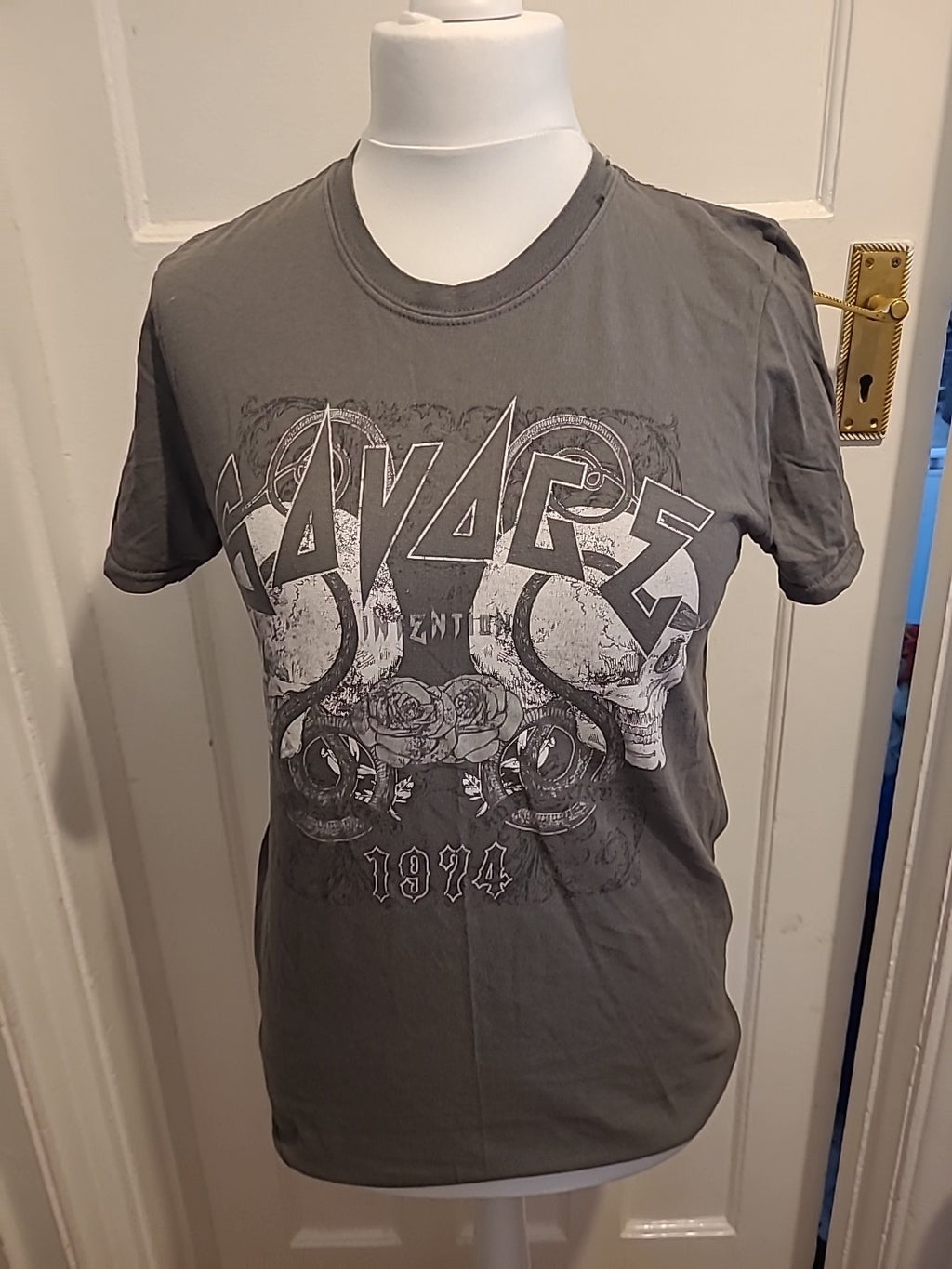 Mens Prettylittlething Size Small Grey Printed Short Sleeved Tshirt