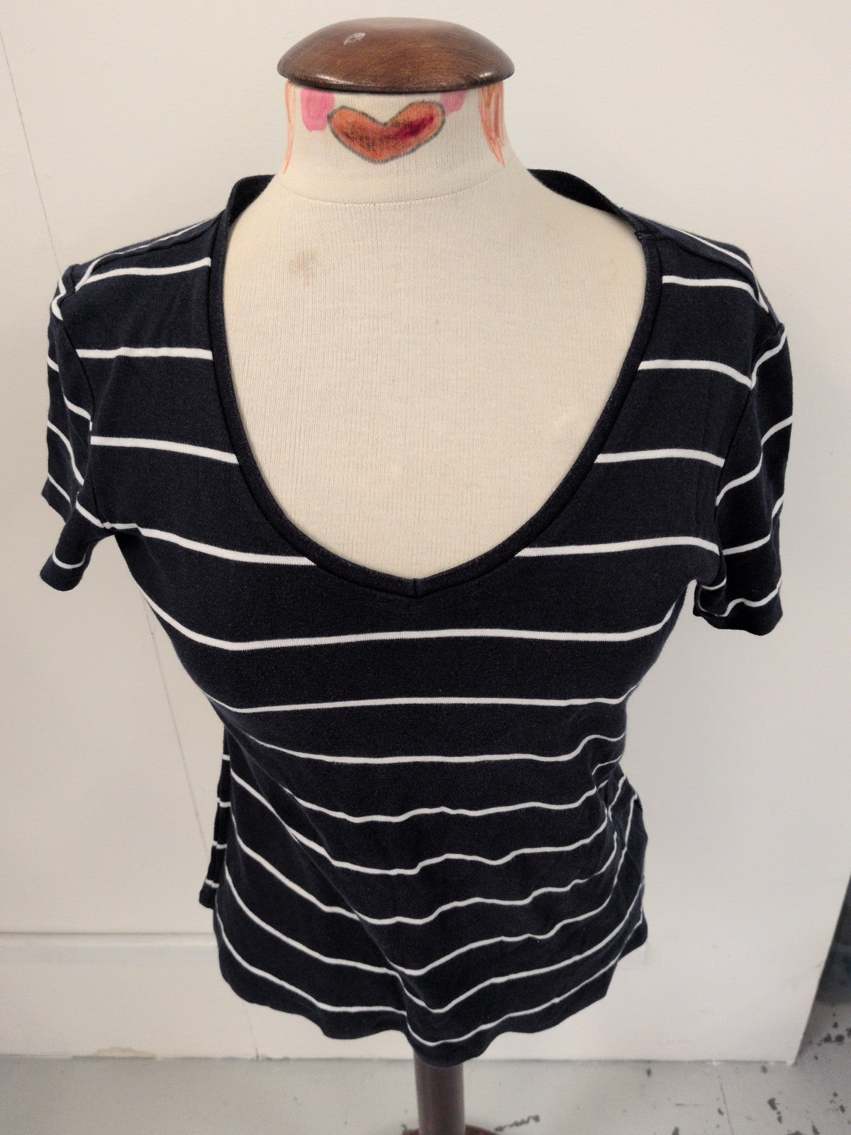 Marks And Spencer Navy And White Stripe Short Sleeve T-shirt
