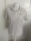 Mens Ben Sherman Size M White With Navy Trim Short Sleeved Polo
