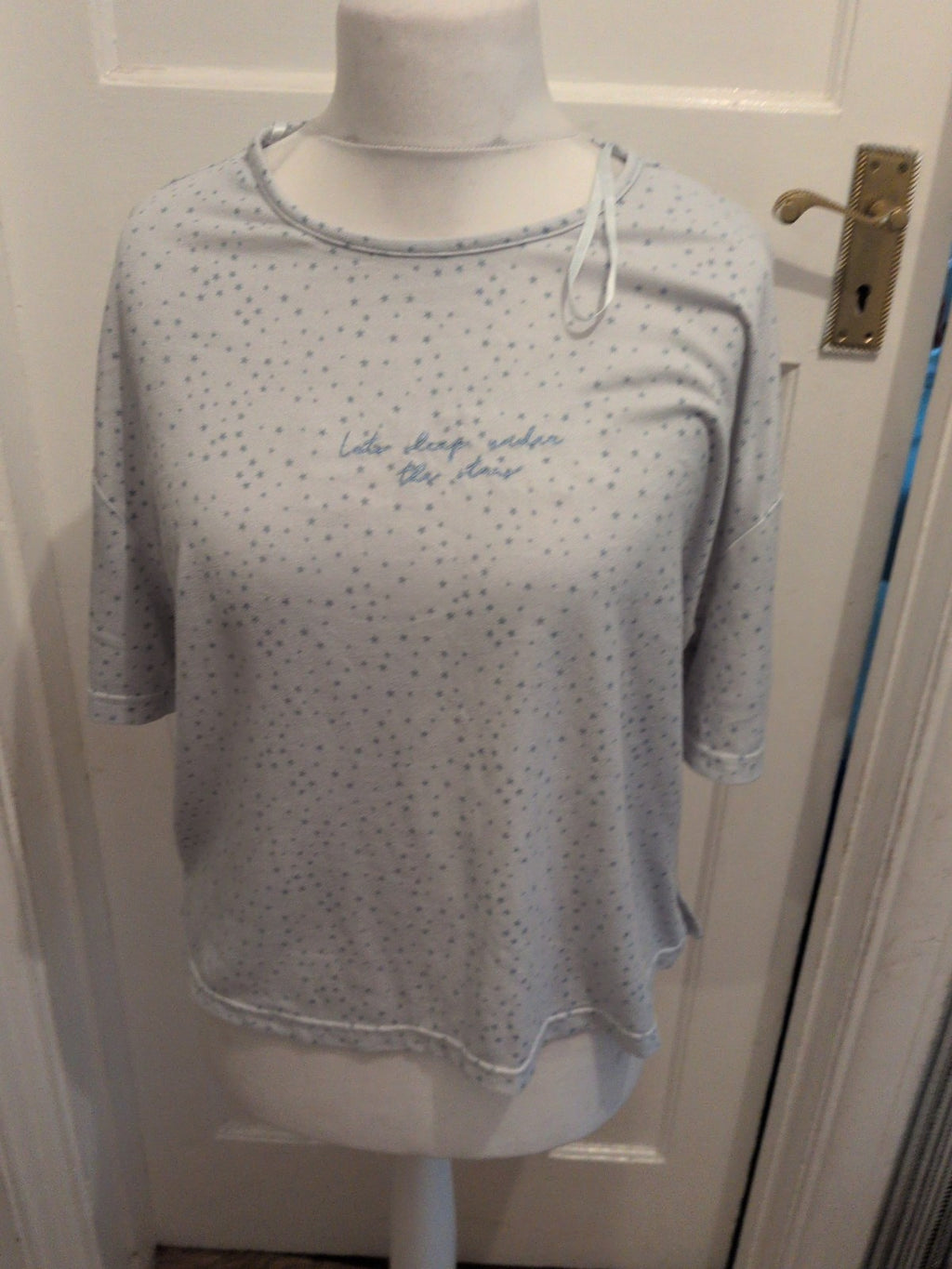 Jeff And Co 12-14 Pale Blue Star Short Sleeve Pyjama Top