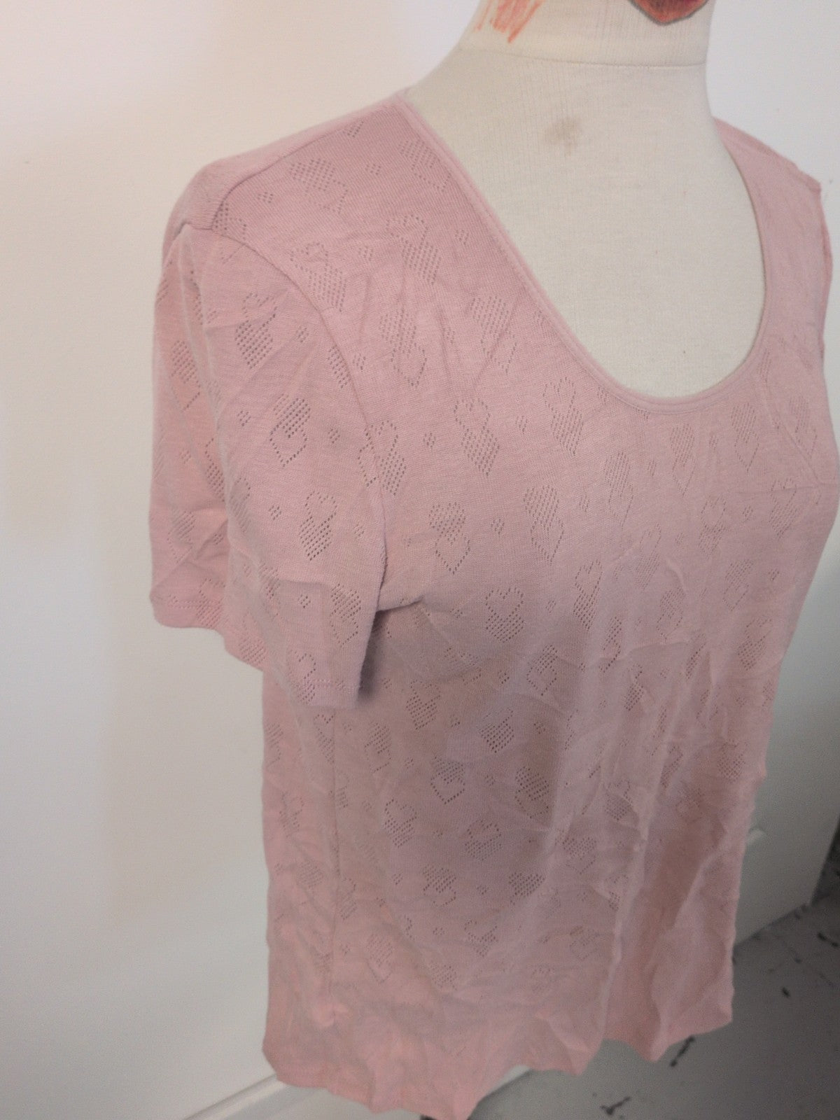 Ladies Damart Size Large Pink Thermal Short Sleeve T-shirt