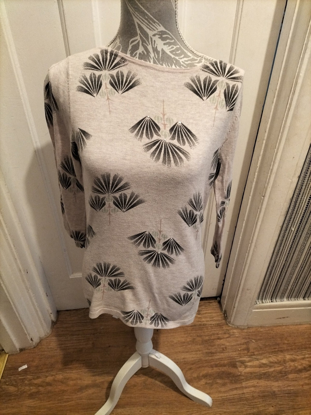 Ladies Next Size 10 Lilac Floral Long Sleeved Tshirt