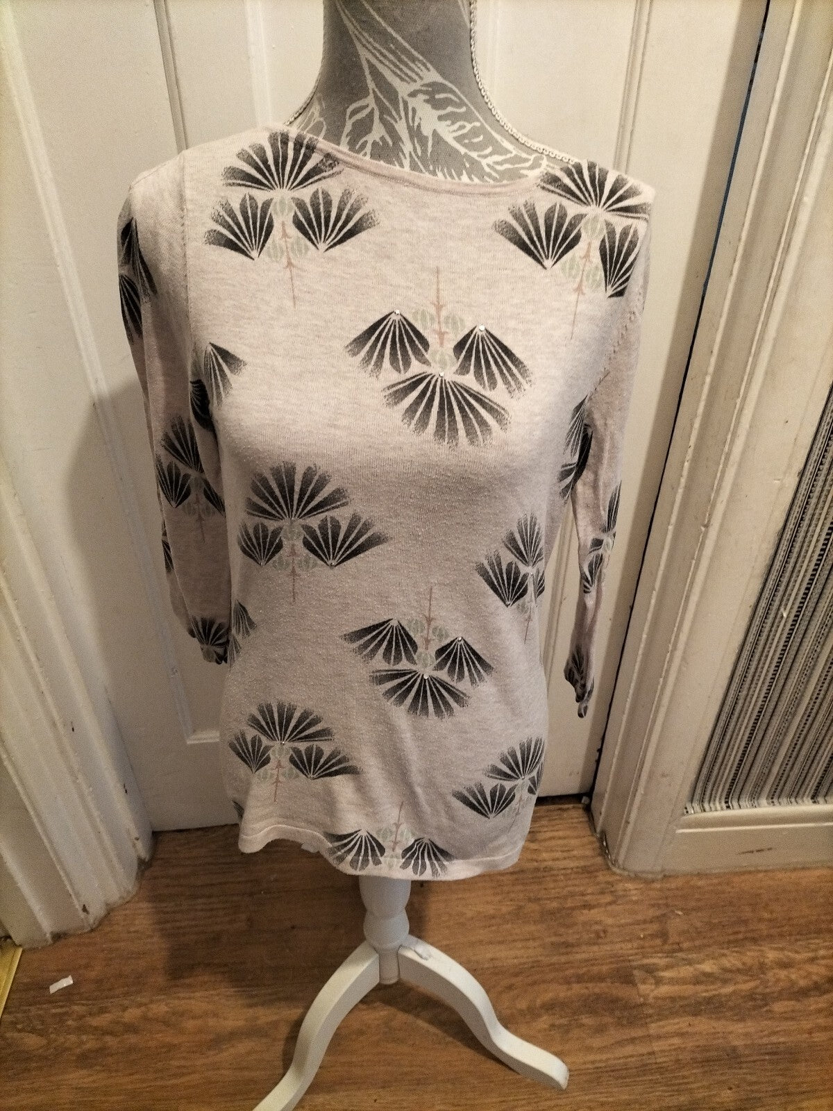Ladies Next Size 10 Lilac Floral Long Sleeved Tshirt
