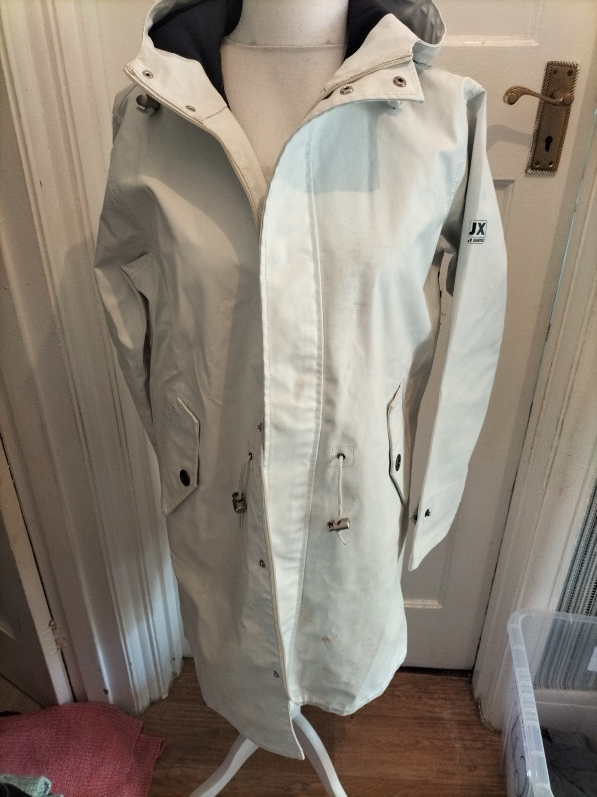 Jeantex EU 38 Off White Pleather Coat