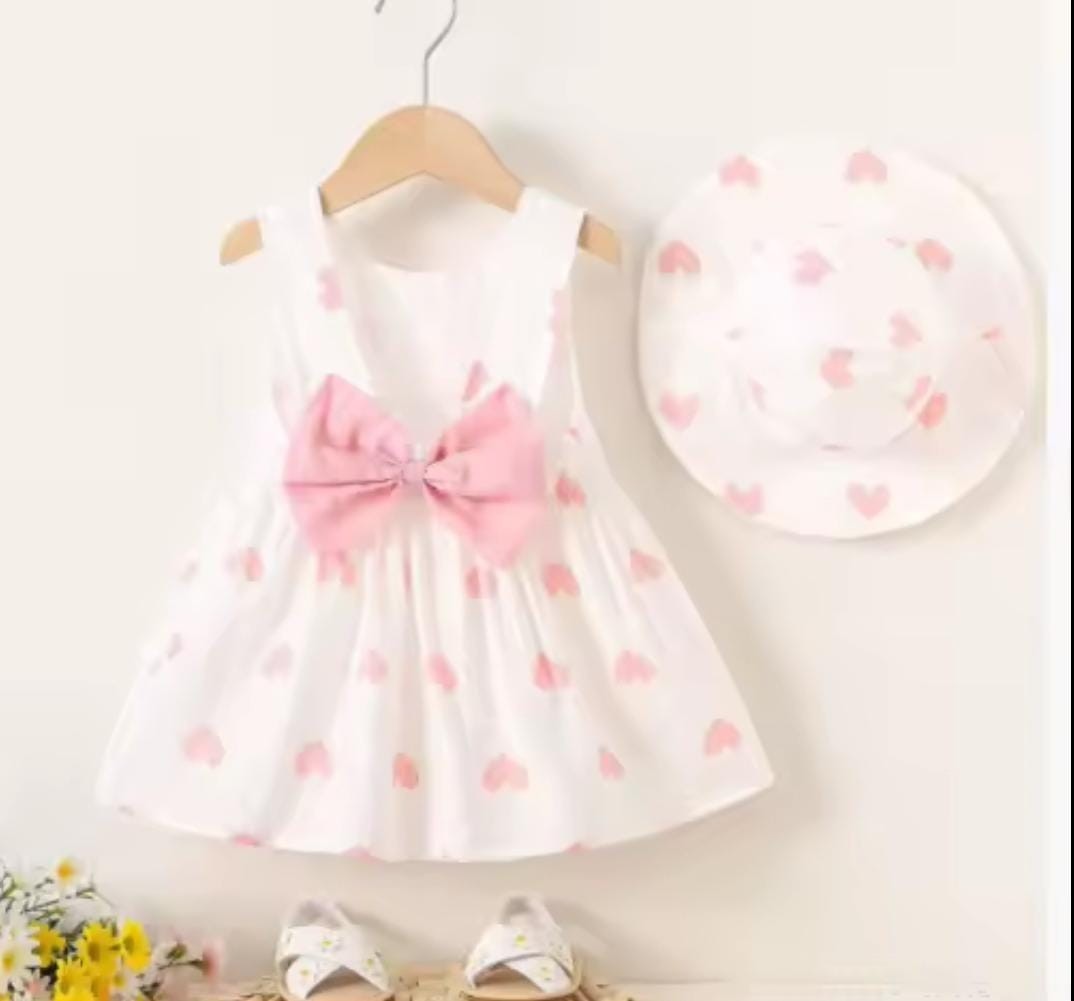 Brand New Torbayclothingco 3-4 Years 100CM Pink White Dress With Hat