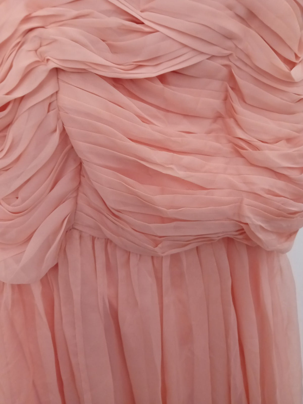 Ladies Peach Evening Dress Size 20 Ruched One Shoulder With A Train E-...