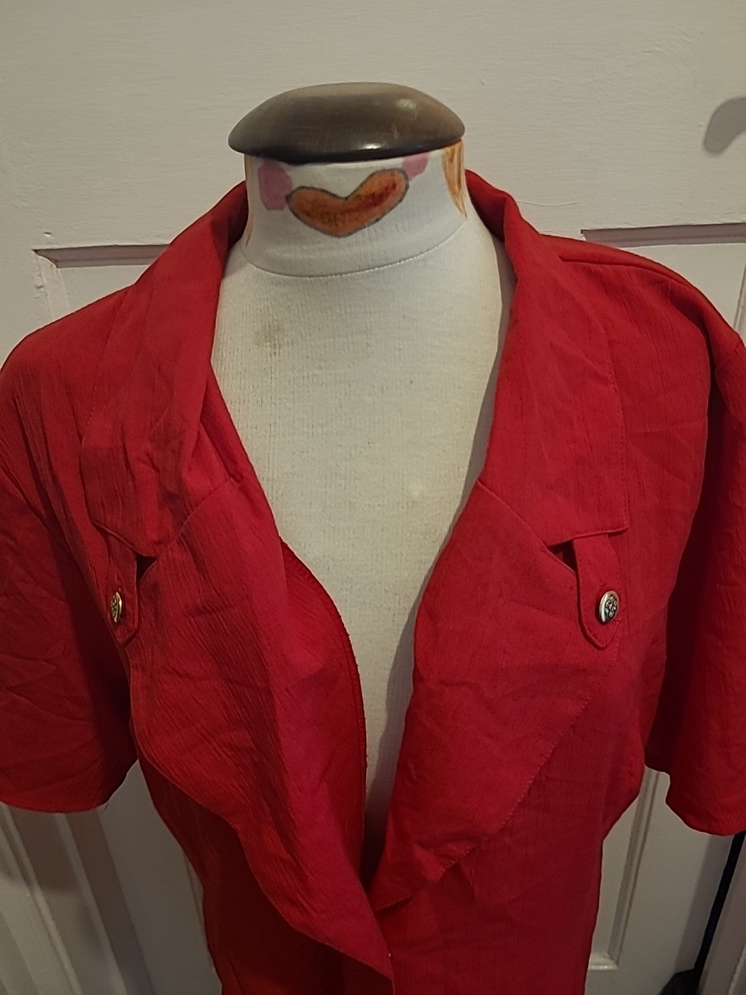 Ladies Essence Size 20 Red Short Sleeved Buttoned Blouse