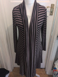 Izabel London 12 Black Stripe Front Tie Open Cardigan