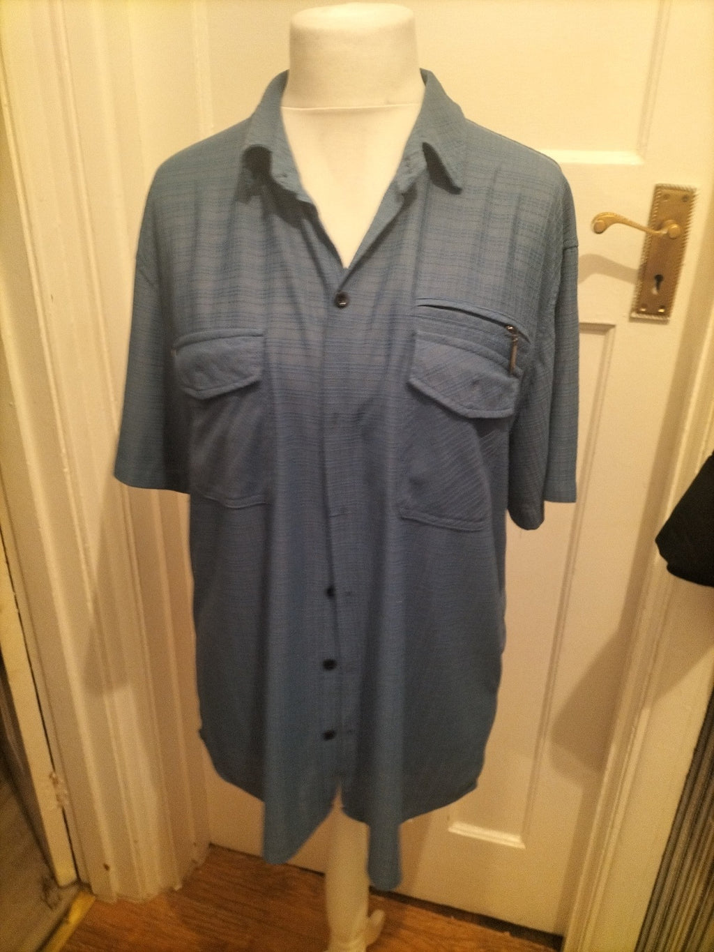 Mens New Wise Size 3XL Blue Textured Short Sleeved Shirt