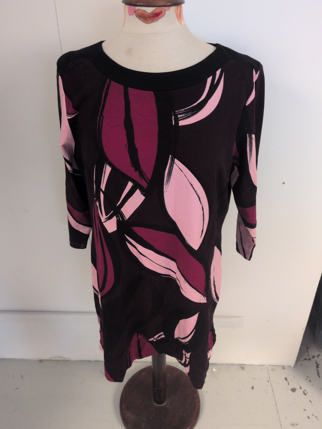 Viz.A.Viz 14-16 Purple Toned 3/4 Sleeve Knee Length Dress