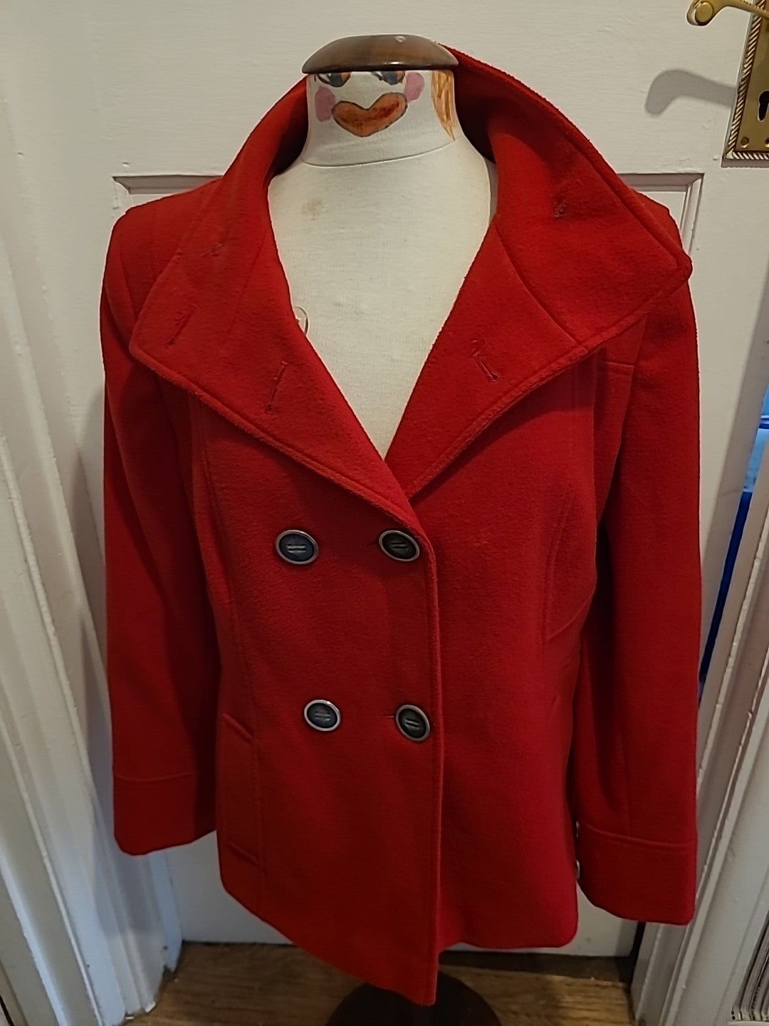 Ladies Debenhams Size 16 Red Lined Coat