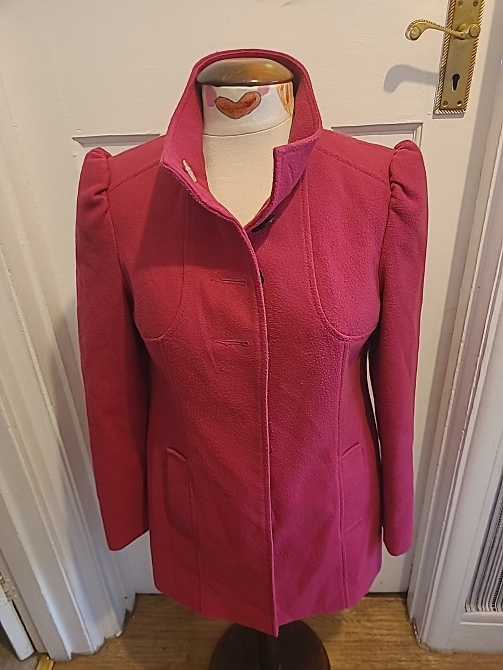 Ladies F&F Size 12 Crimson Lined Buttoned Coat