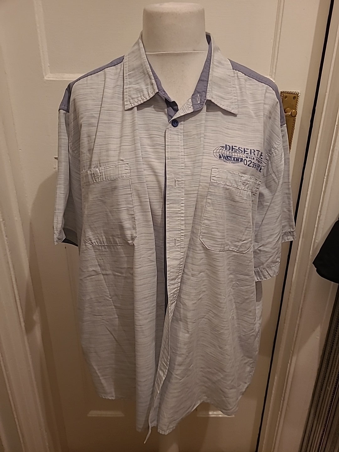 Mens Atlas Size 3XL Blue And White Print Short Sleeved Shirt