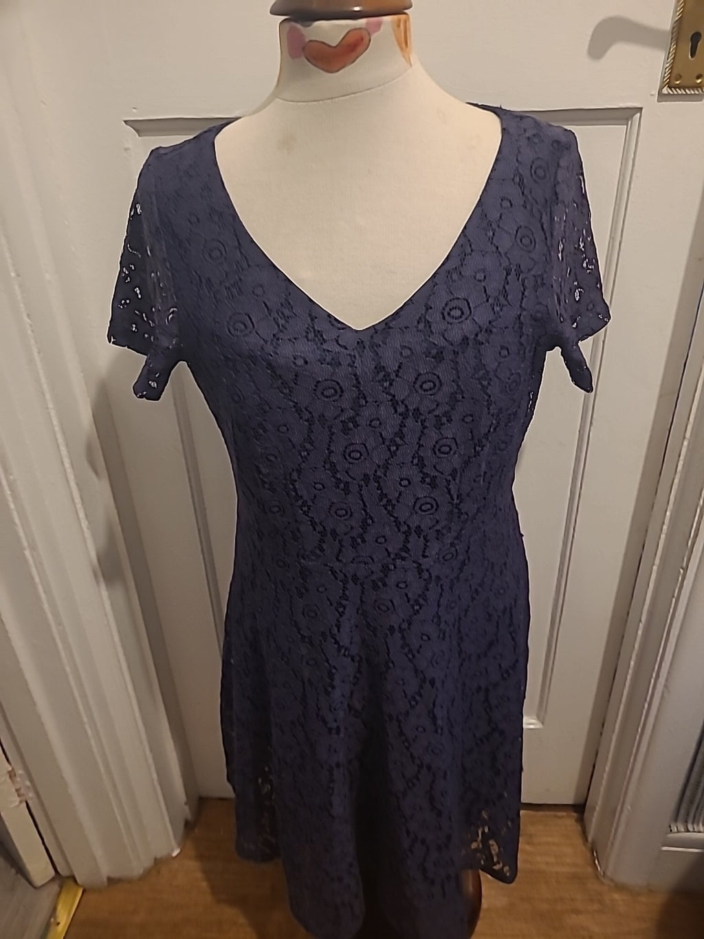Ladies Marks And Spencer Size 12 Navy Short Sleeve Dress